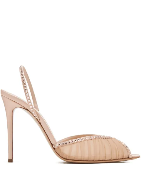 Andrea Wazen  105mm Kay crystal-embellished slingback pumps