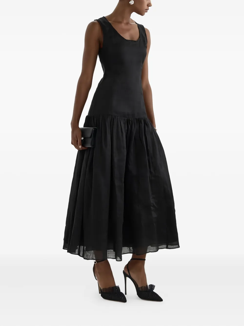 Andrea Wazen 105mm Franca Embellished Ruffle Pumps In Black