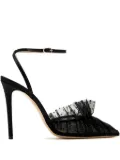 Andrea Wazen 105mm Franca embellished ruffle pumps - Black