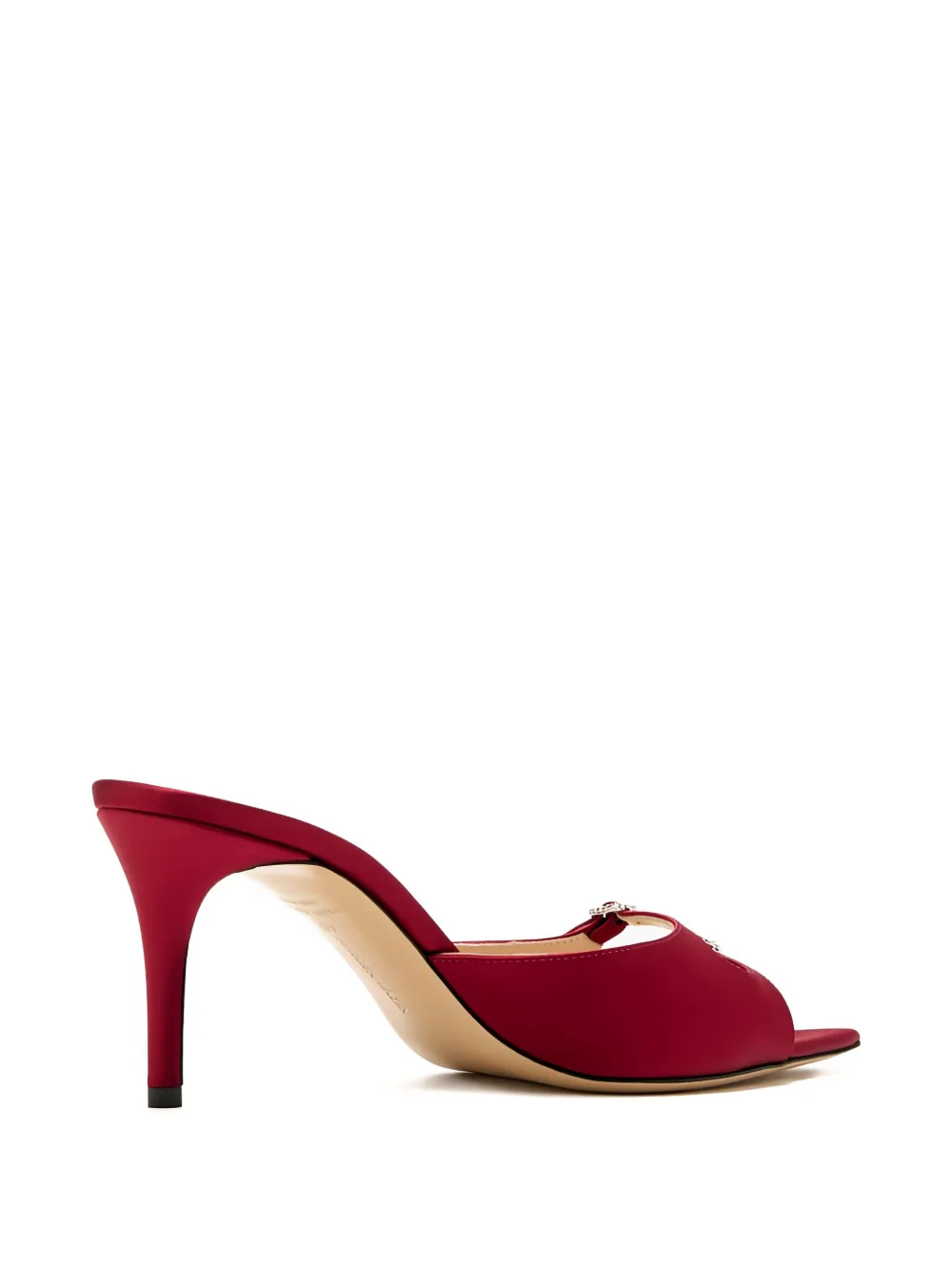 Andrea Wazen 75mm Carol Crystal-buckle Mules In Red