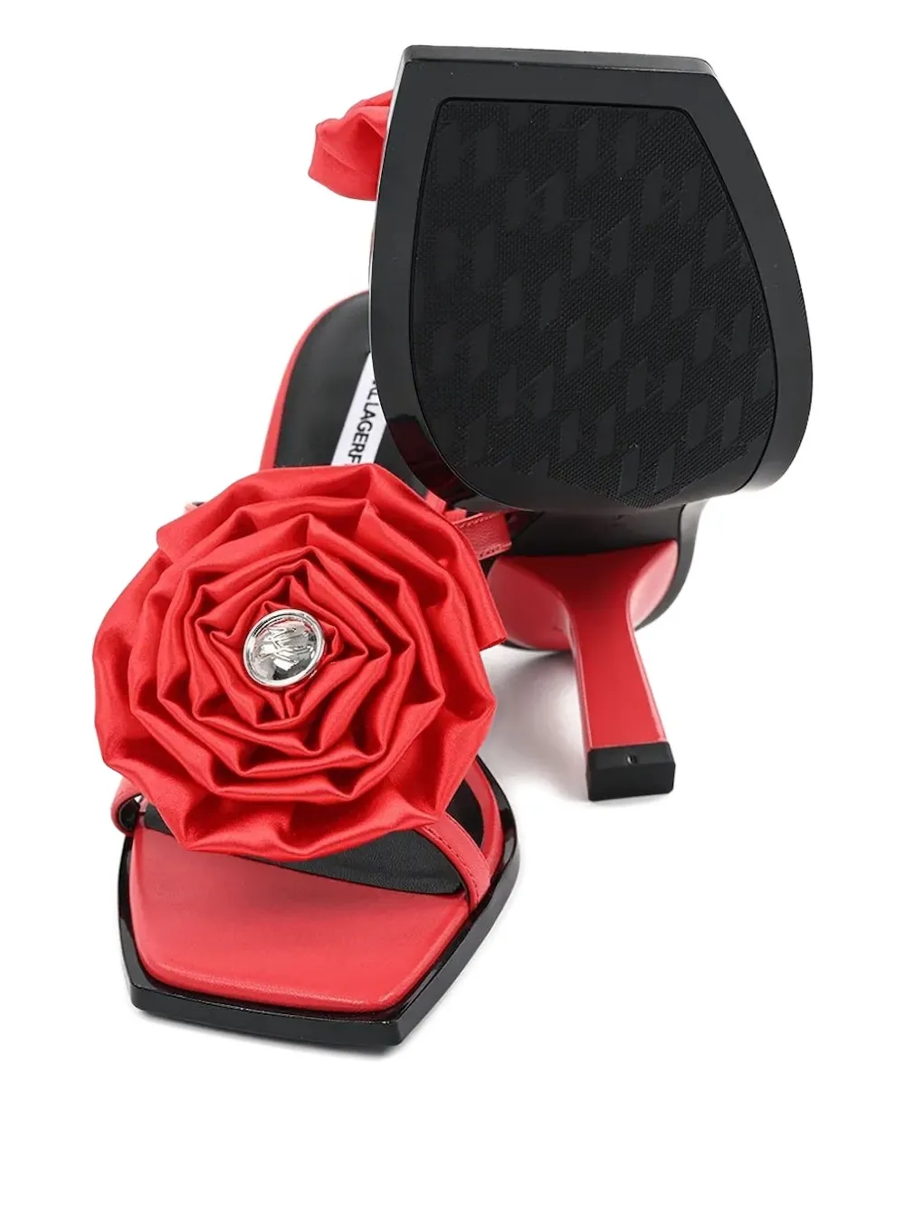 Karl Lagerfeld 70 mm sandalen verfraaid met rozen Rood