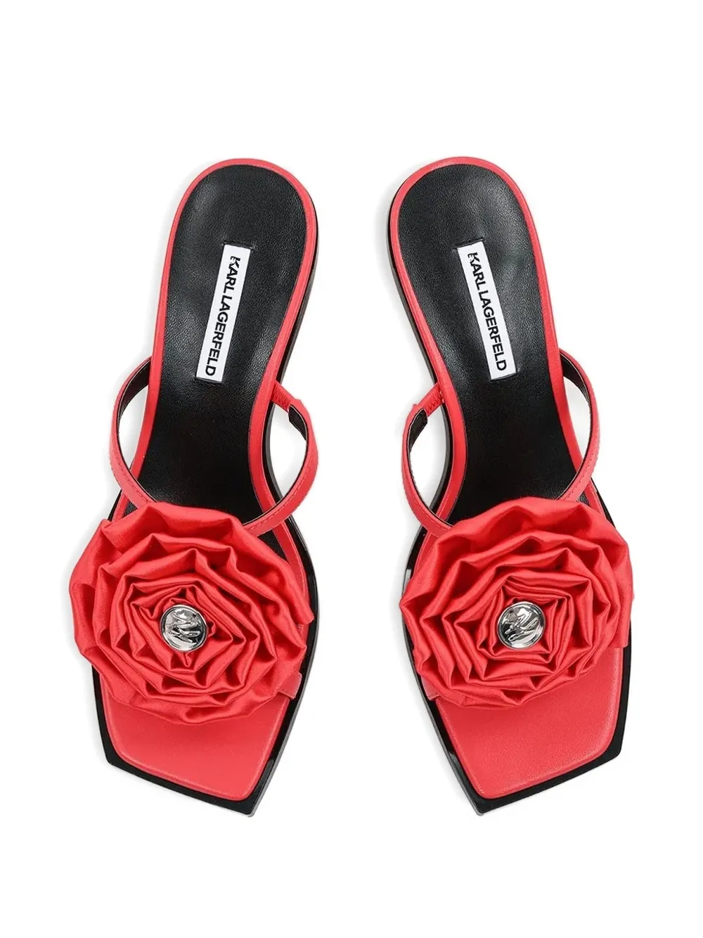 Karl Lagerfeld 70 mm sandalen verfraaid met rozen Rood