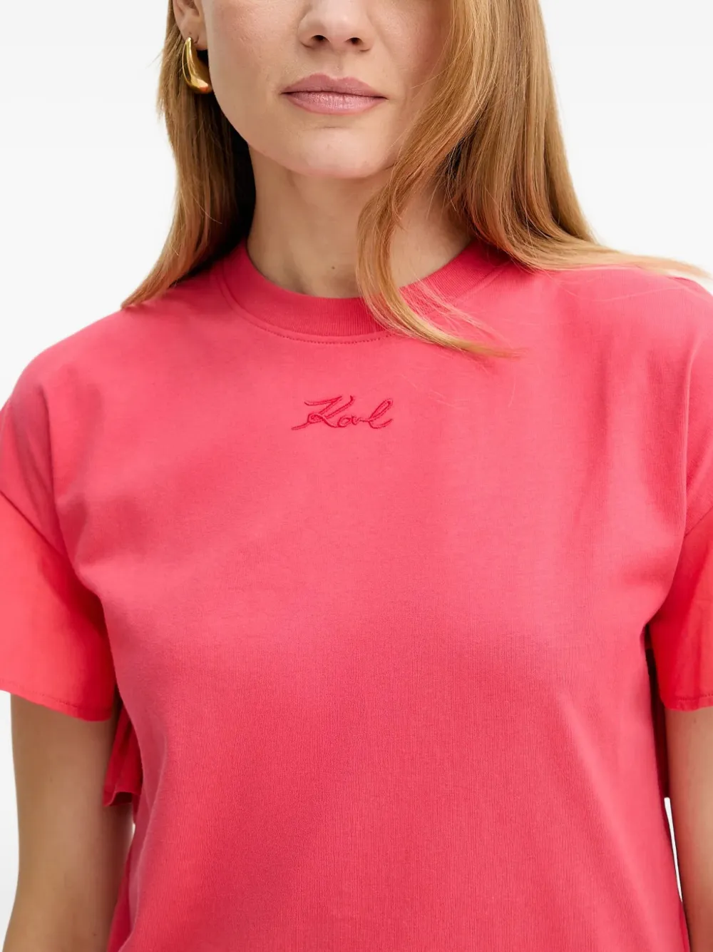Karl Lagerfeld Top met ruches en geborduurd logo Roze