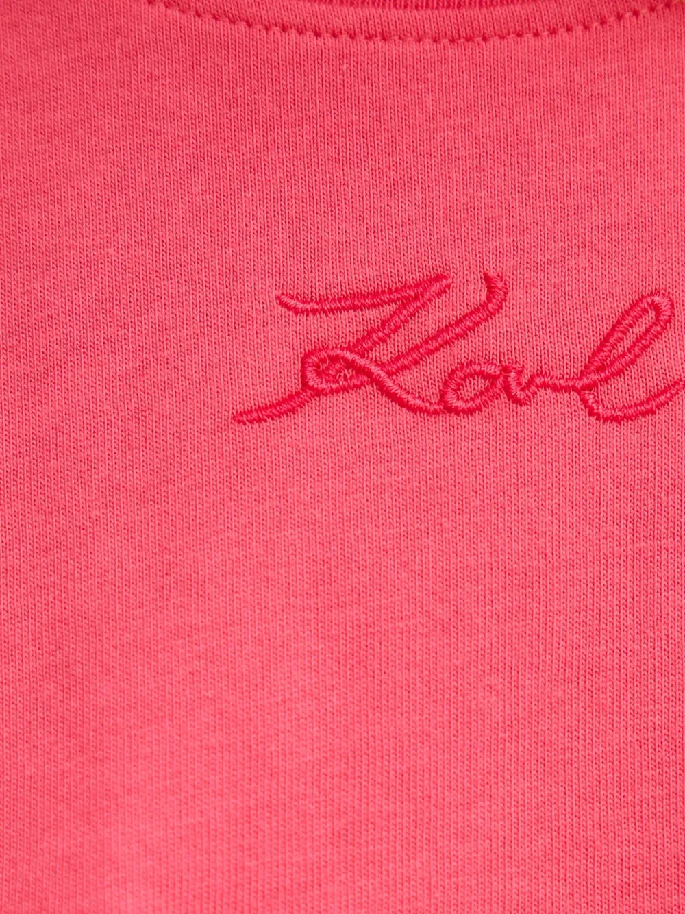 Karl Lagerfeld Top met ruches en geborduurd logo Roze