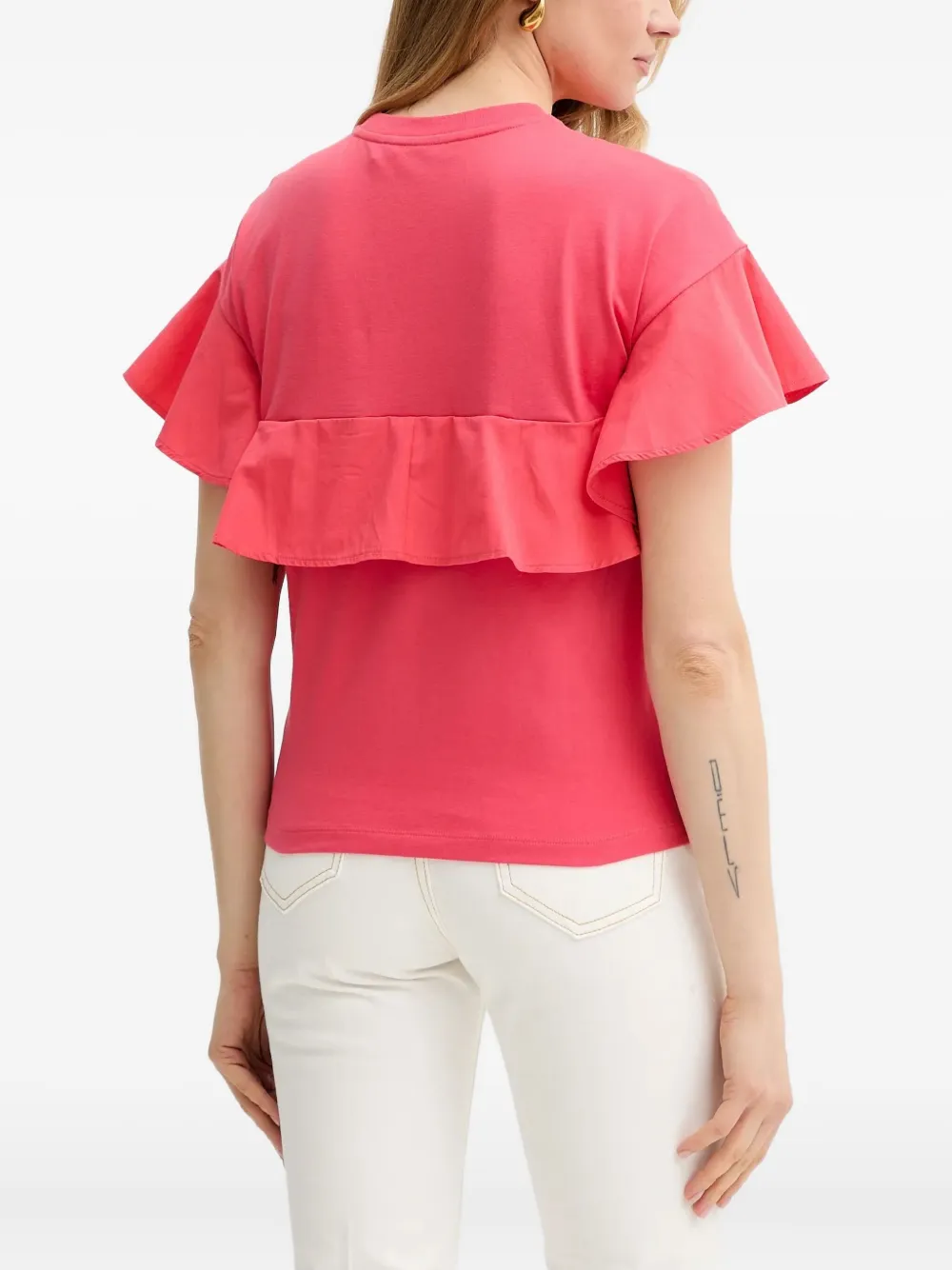 Karl Lagerfeld Top met ruches en geborduurd logo Roze