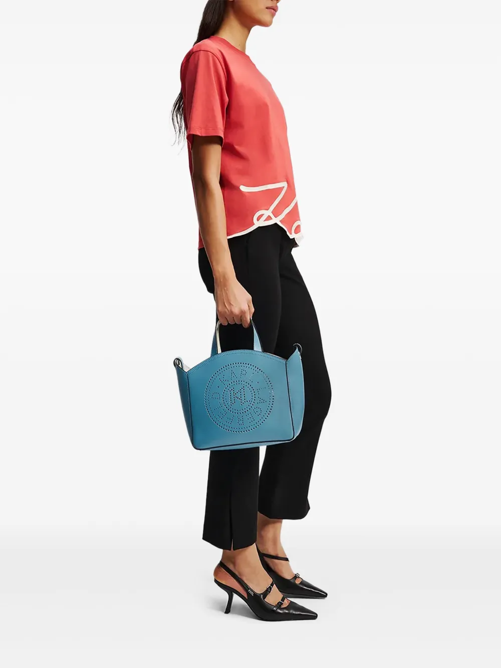 Karl Lagerfeld Kleine K Circle shopper met logo Blauw