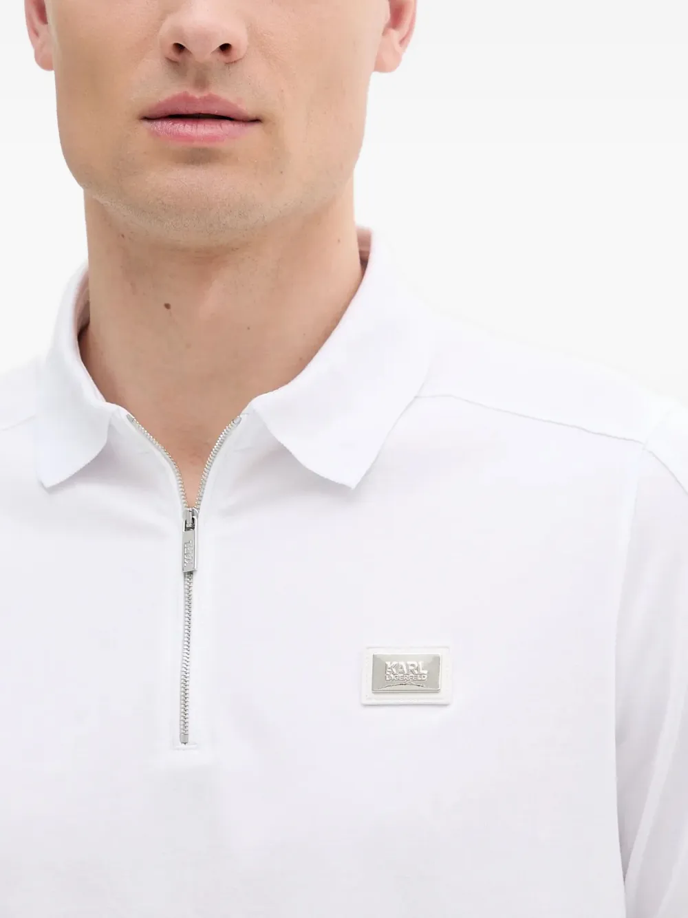 Karl Lagerfeld Poloshirt met logopatch en rits Wit