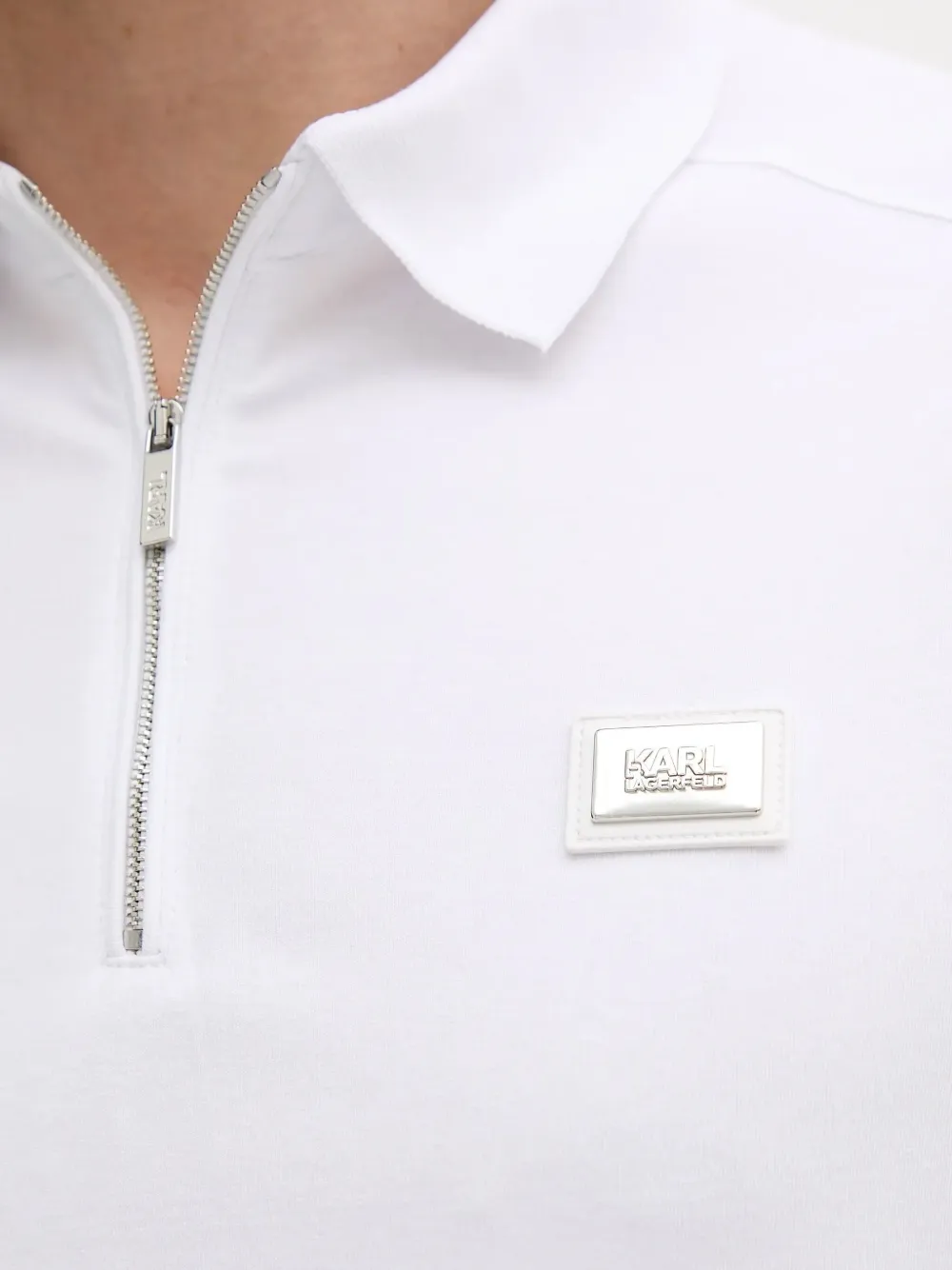 Karl Lagerfeld Poloshirt met logopatch en rits Wit