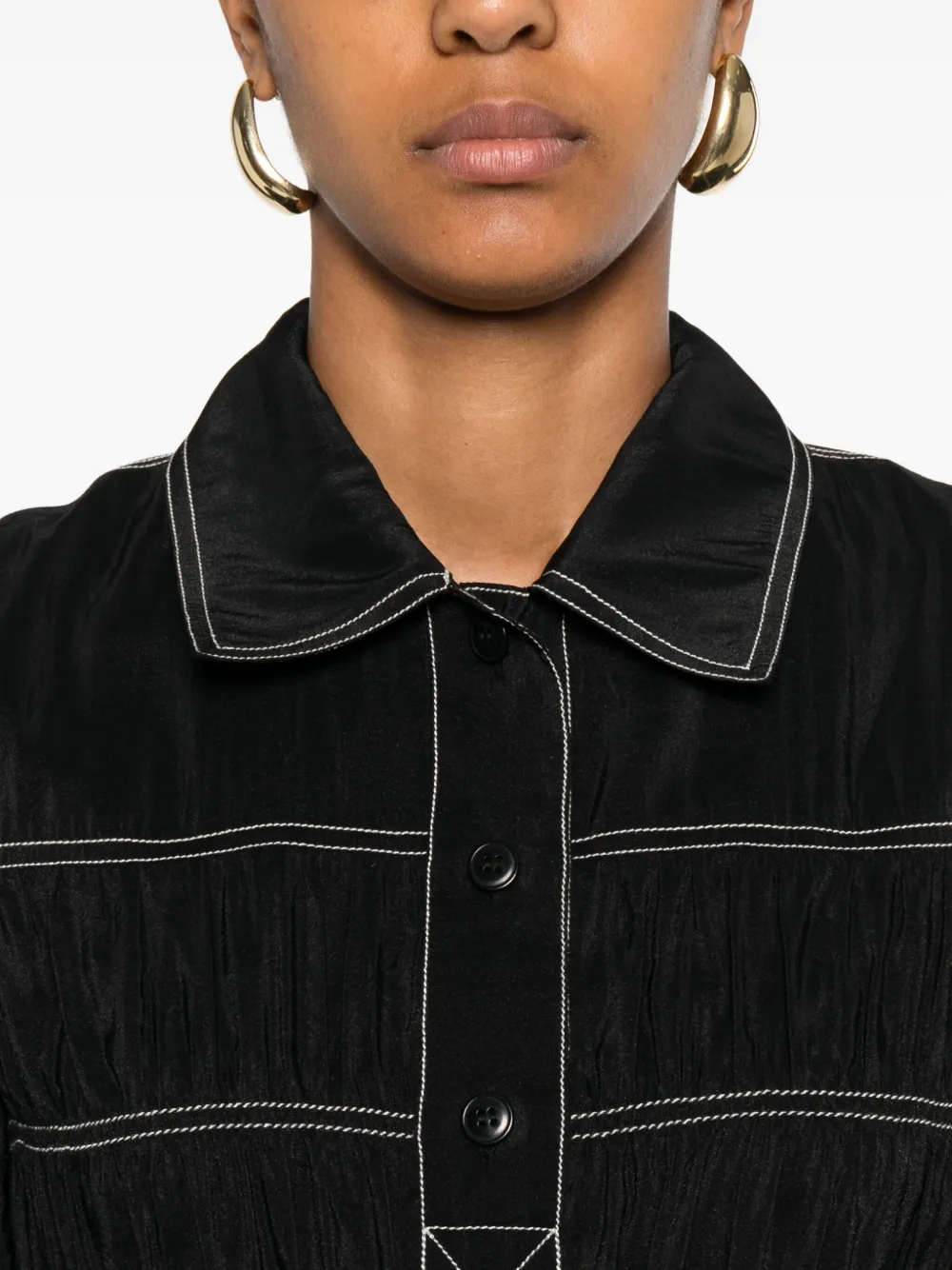Nanushka Jurk met gesmockt detail Zwart