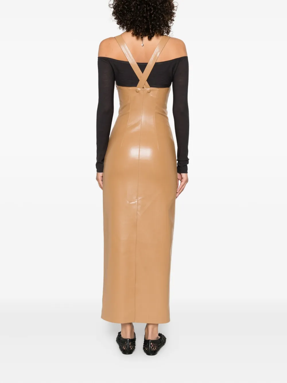 Nanushka halterneck midi dress Beige
