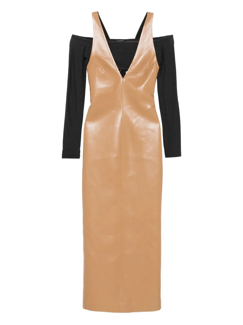 Nanushka halterneck midi dress Beige
