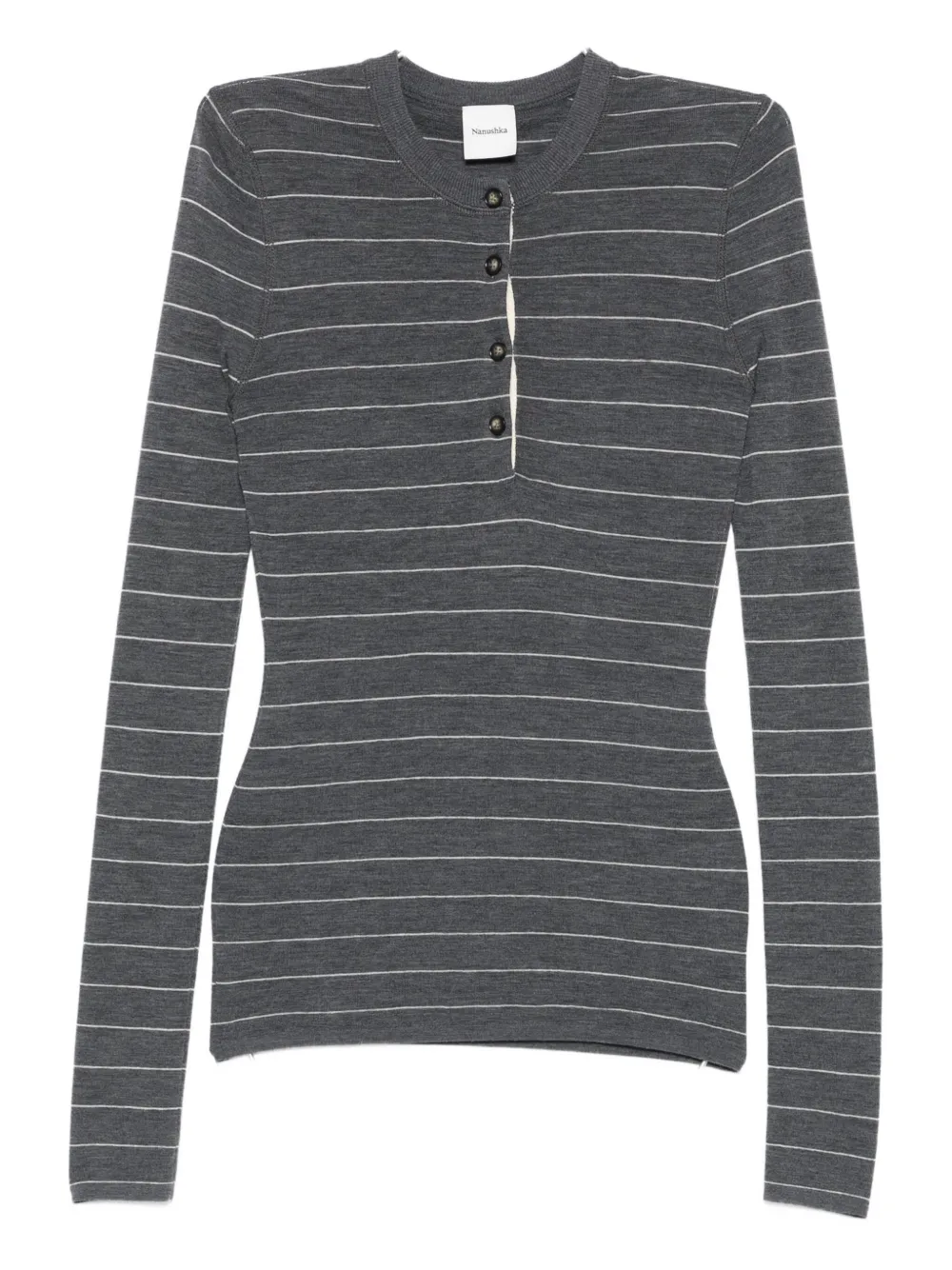 Nanushka striped button-front top Grijs