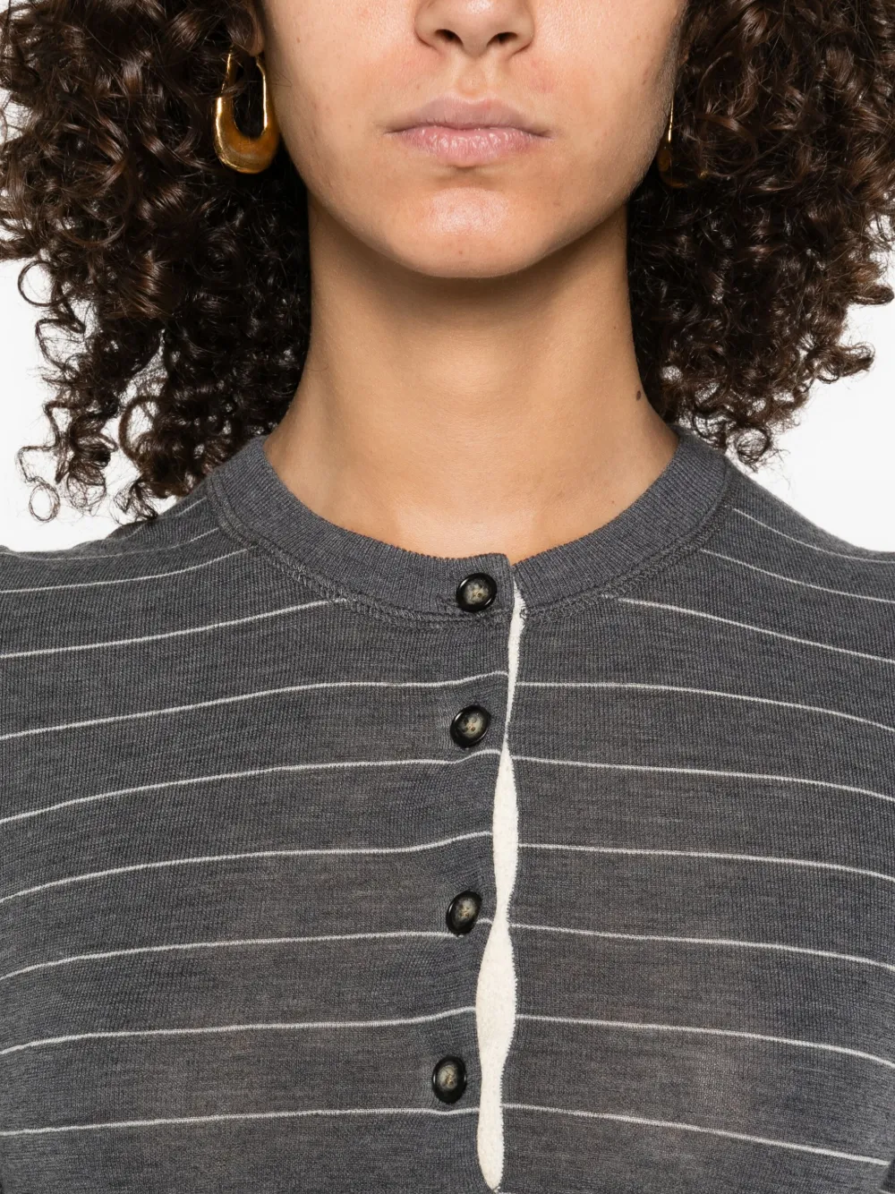 Nanushka striped button-front top Grijs