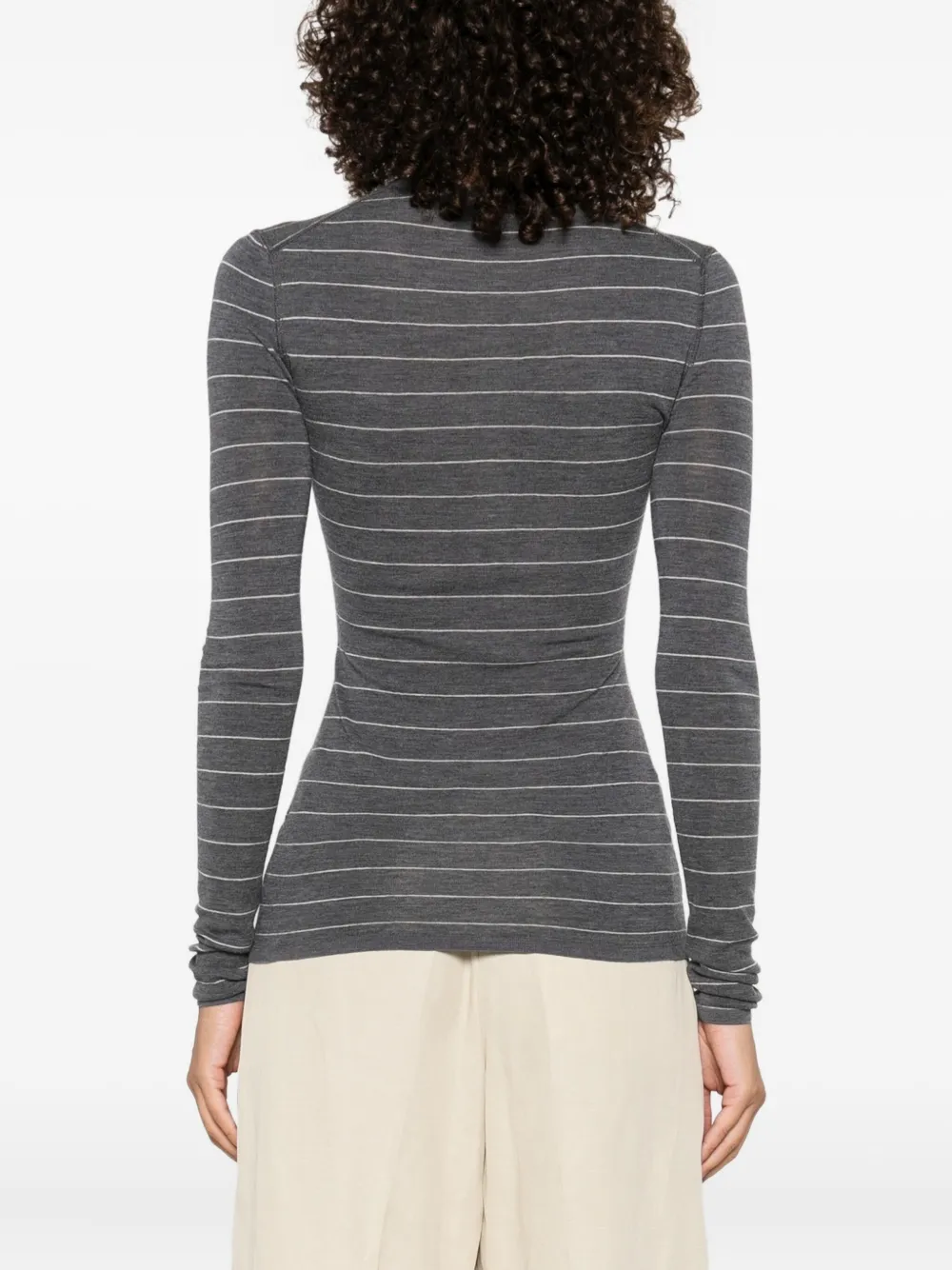 Nanushka striped button-front top Grijs