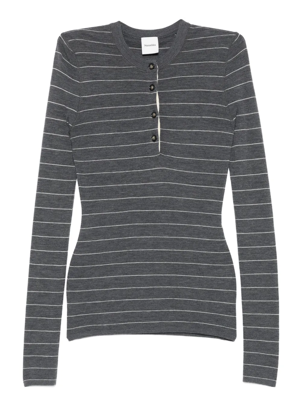 Nanushka striped button-front top Grijs