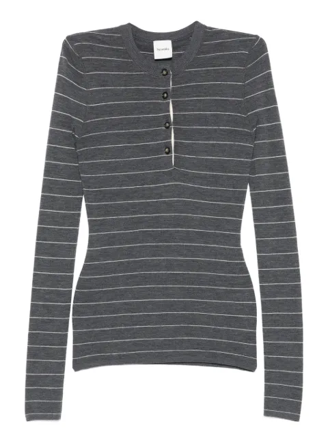 Nanushka Blusa listrada com abotoamento frontal