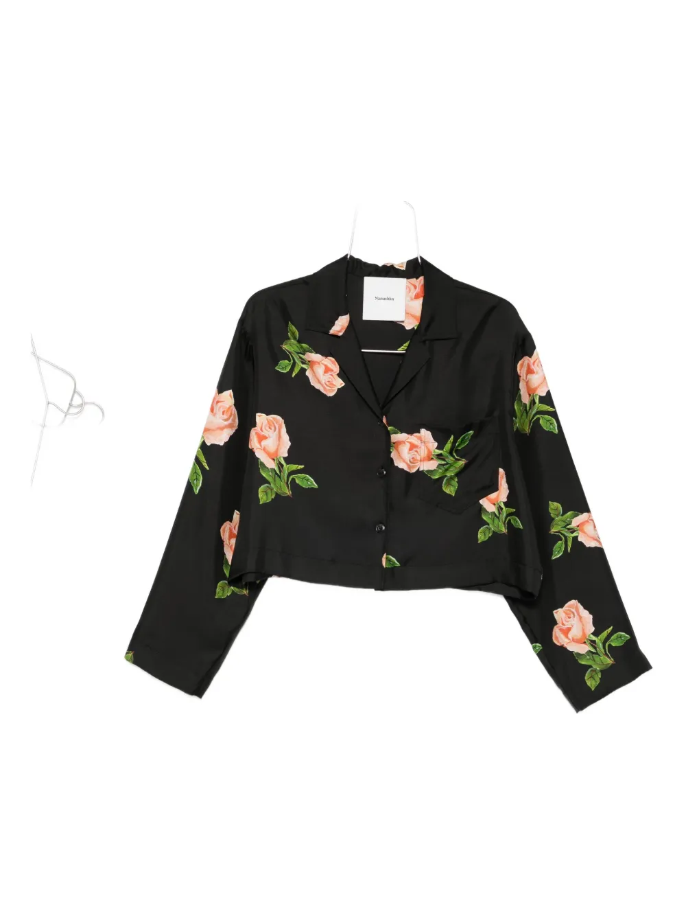 Nanushka Vally blouse met roosprint en lange mouwen Zwart