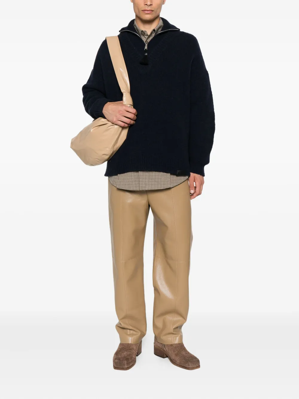 Nanushka Kylen zip-neck tassel sweater Blauw