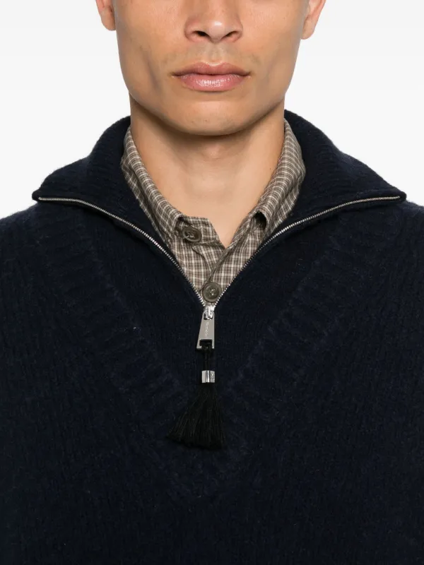 nnk❁ Nanushka Kylen zip-neck Tassel Sweater | Blue | FARFETCH HK