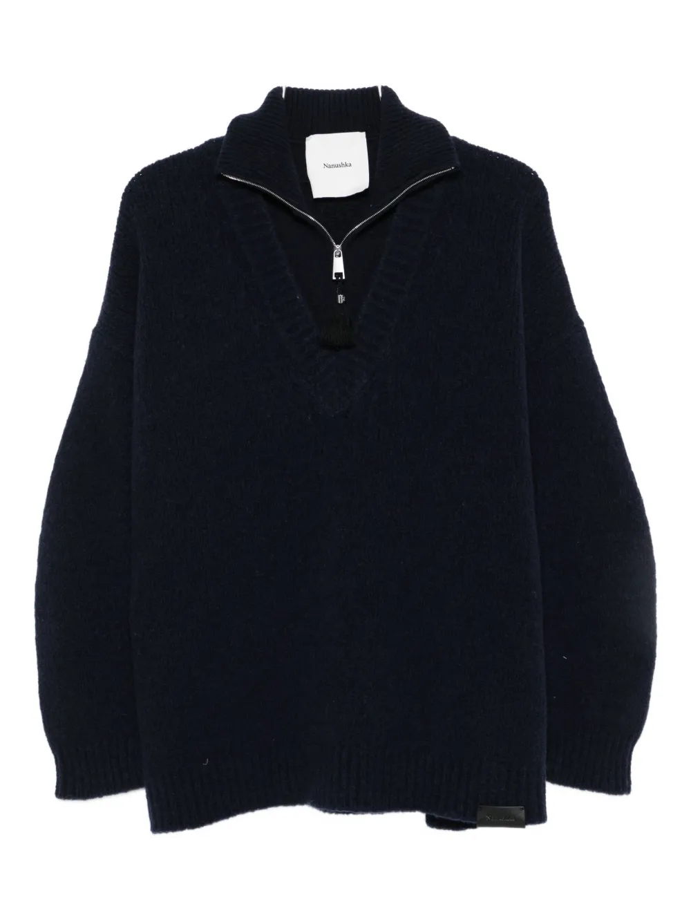 Nanushka Kylen zip-neck tassel sweater Blauw