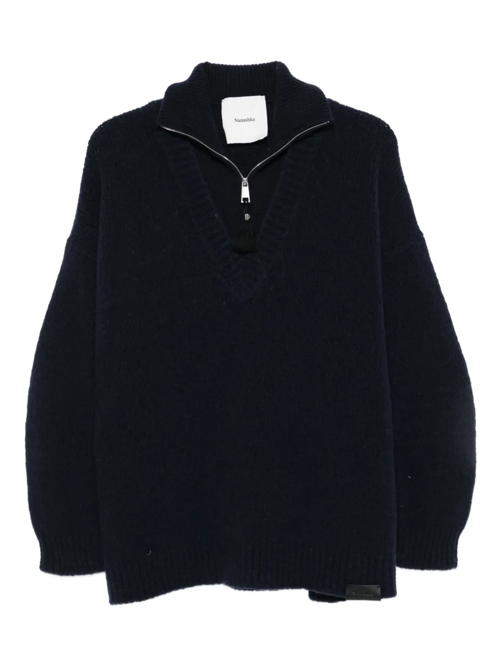 Nanushka Kylen zip-neck tassel sweater Blauw
