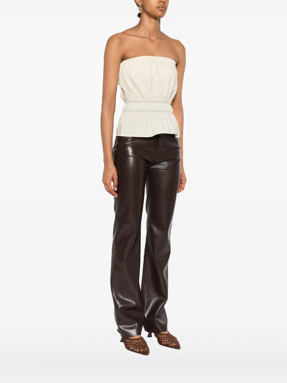 Nanushka Gesmockte bandeau-top Beige