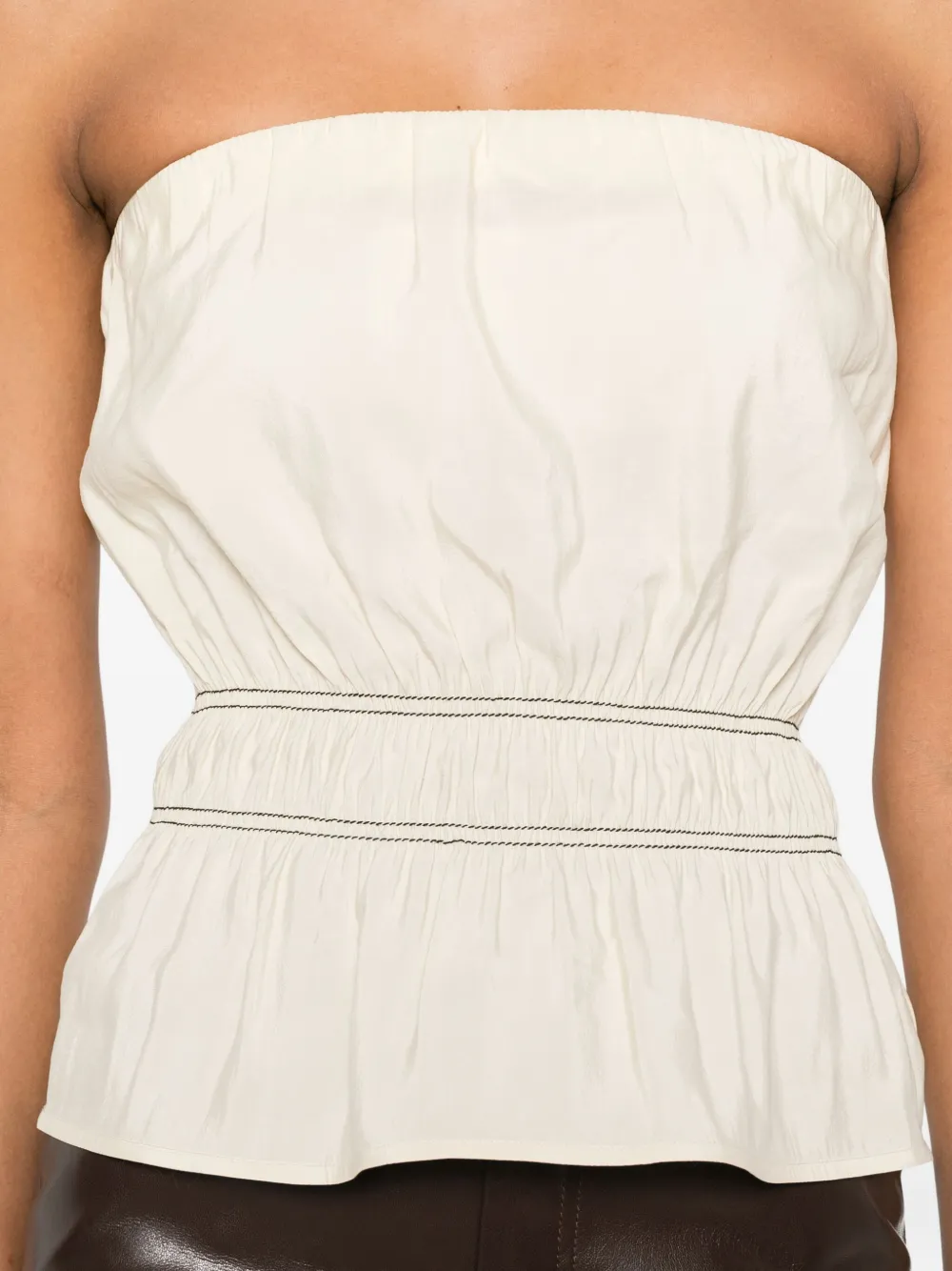 Nanushka Gesmockte bandeau-top Beige