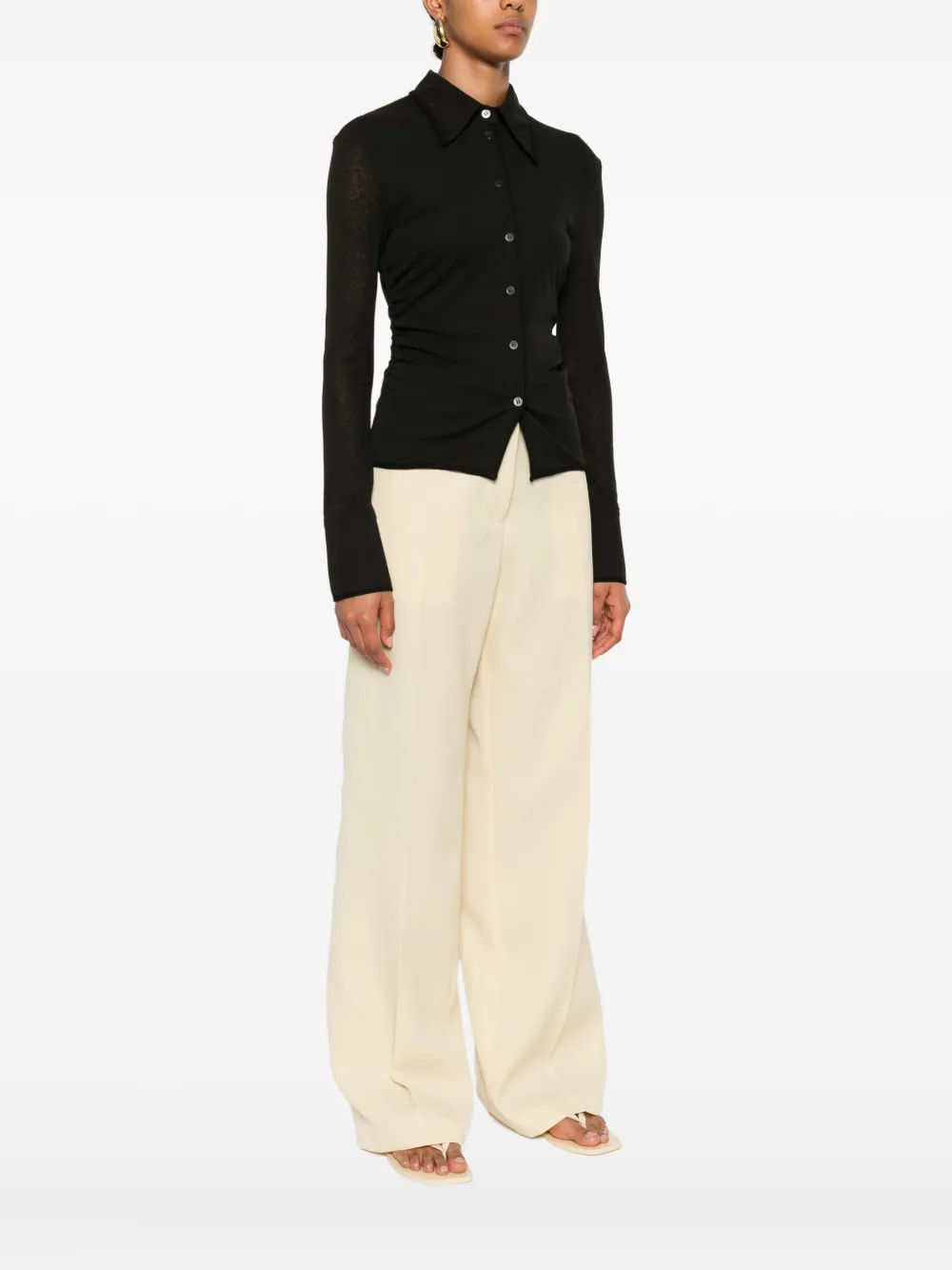 Nanushka Poloshirt met lange mouwen en knopen Zwart