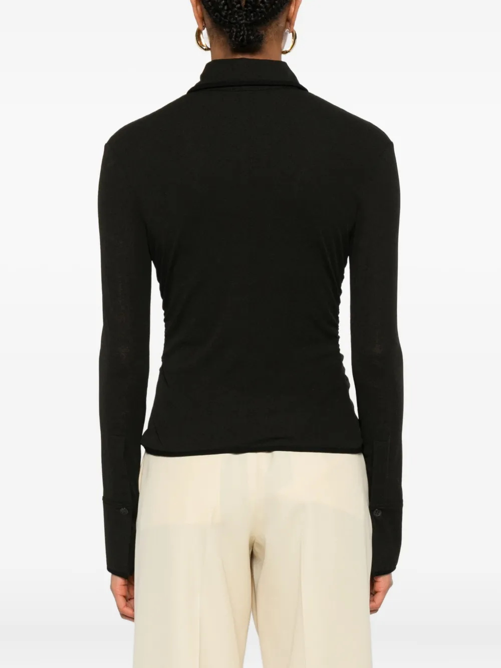 Nanushka Poloshirt met lange mouwen en knopen Zwart