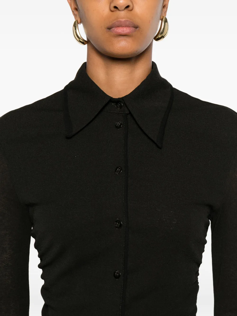 Nanushka Poloshirt met lange mouwen en knopen Zwart