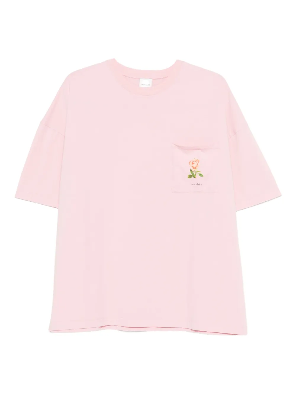Nanushka Rose-print T-shirt In Pink