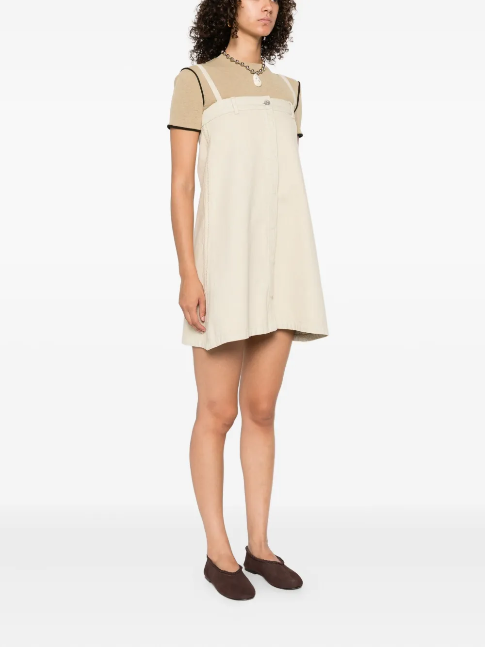Nanushka button-front sleeveless mini dress Beige