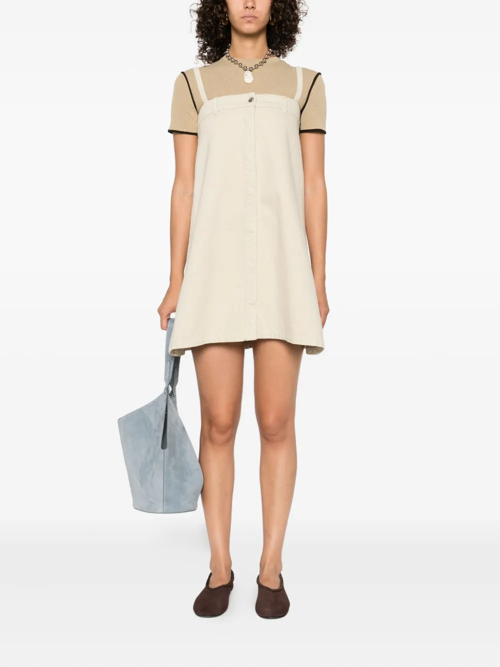 Nanushka button-front sleeveless mini dress Beige