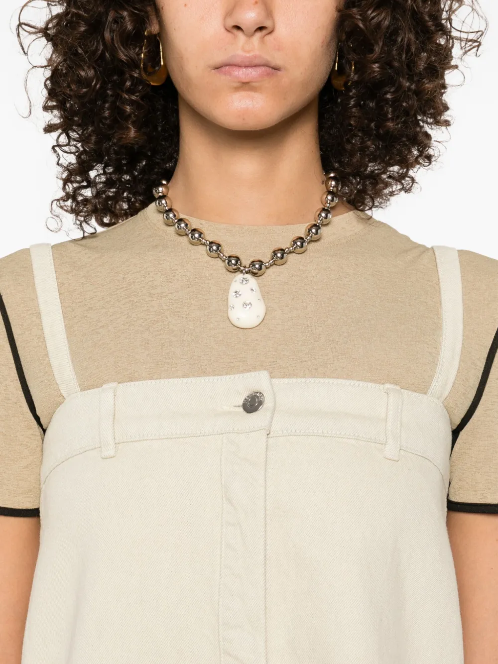Nanushka button-front sleeveless mini dress Beige