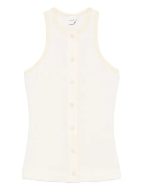 Nanushka ribbed button-placket top
