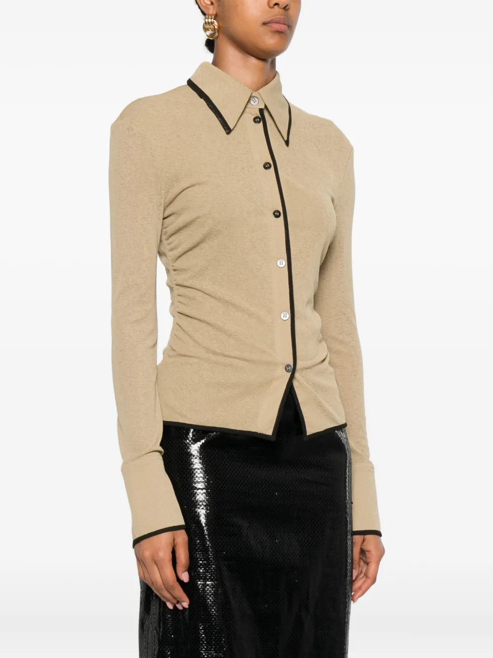 Nanushka Polotop met knoopsluiting Beige