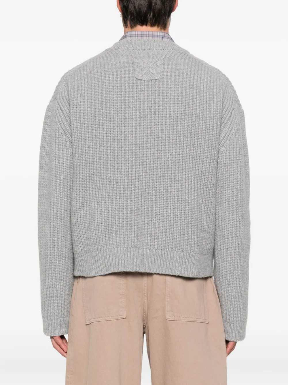Nanushka Geribbelde sweater met V-hals Grijs