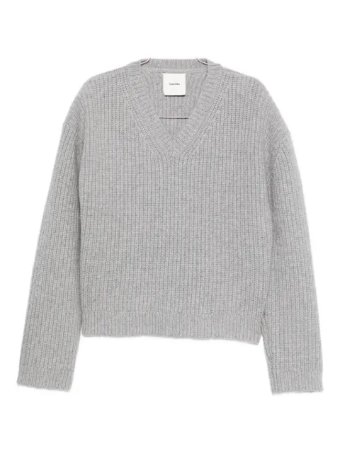 Nanushka suéter de canalé con cuello en V