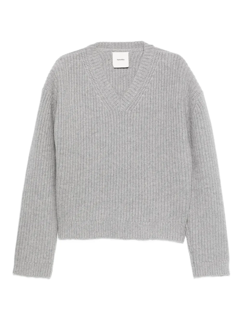 Nanushka Geribbelde sweater met V-hals Grijs