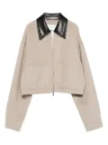 Nanushka leather-collar zip-up jacket - Neutrals