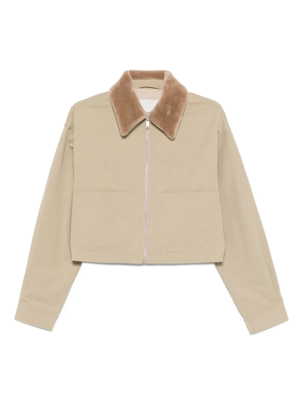 Nanushka Jack met kraag van imitatiebont en rits Beige