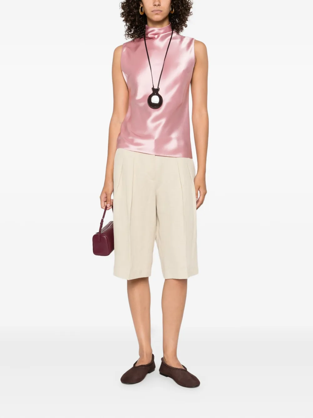 Nanushka high-neck sleeveless top Roze