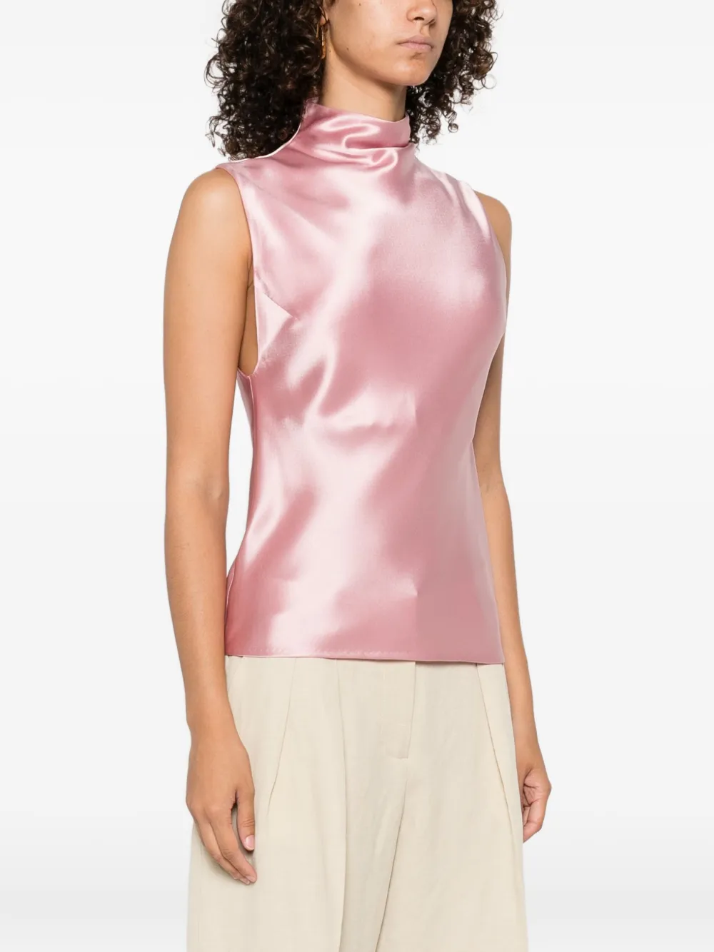 Nanushka high-neck sleeveless top Roze