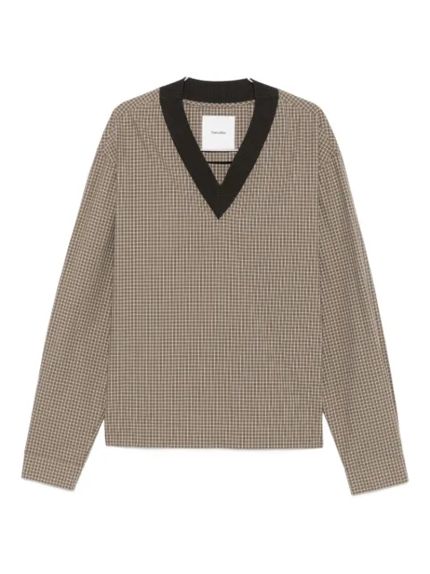 Nanushka checked V-neck top