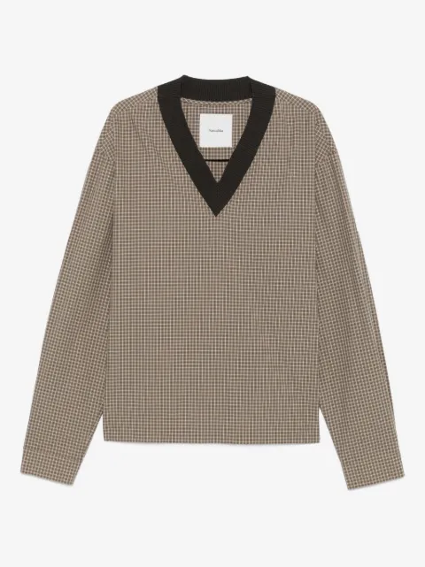 Nanushka checked V-neck top