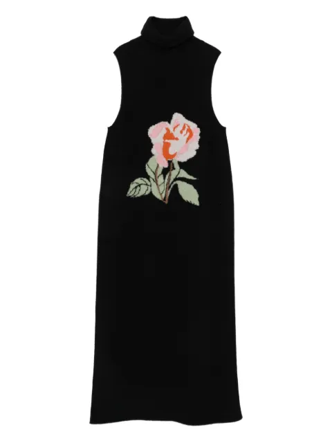 Nanushka rose-embroidery turtleneck dress