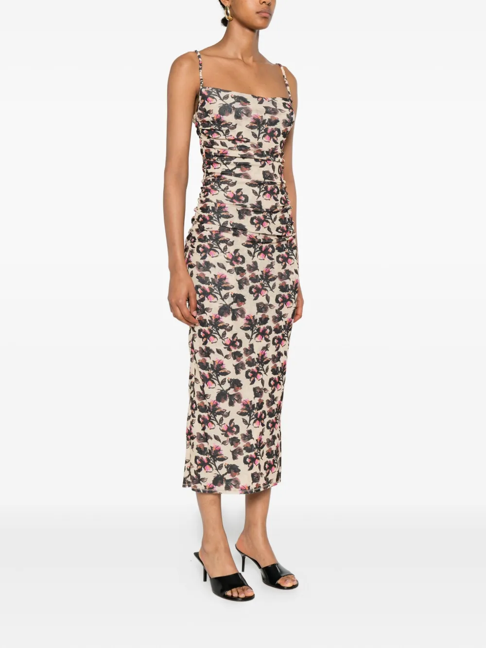 Nanushka Midi-jurk met bloemenprint Beige