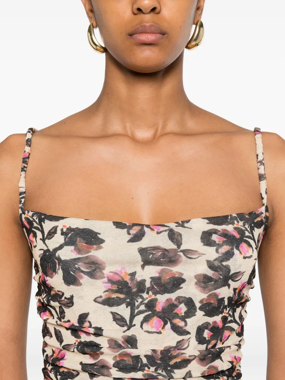 Nanushka Midi-jurk met bloemenprint Beige