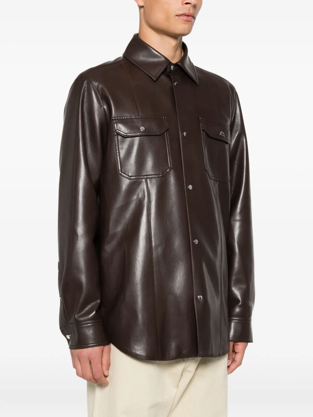 Nanushka Braylo overhemd met gesmockte zak Bruin