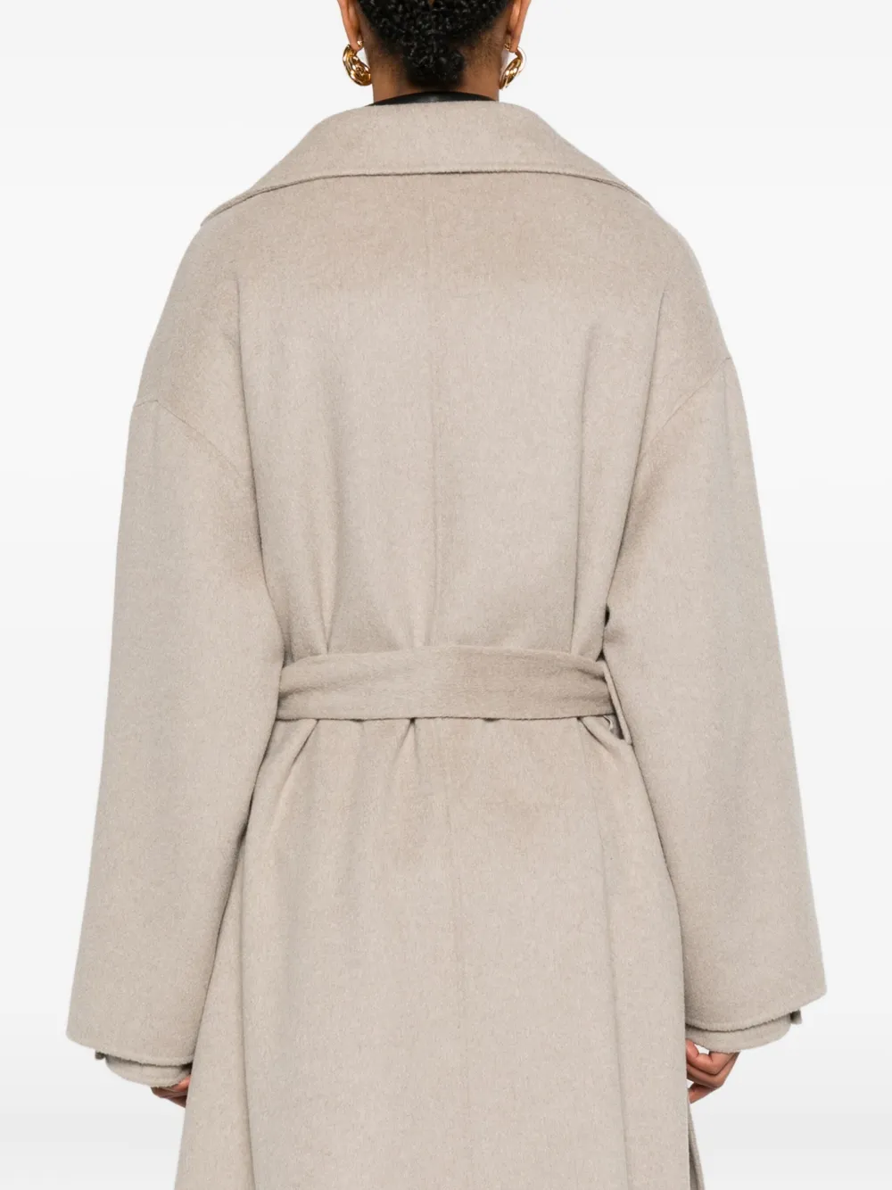 Nanushka Jas van wol-zijde met ceintuur Beige
